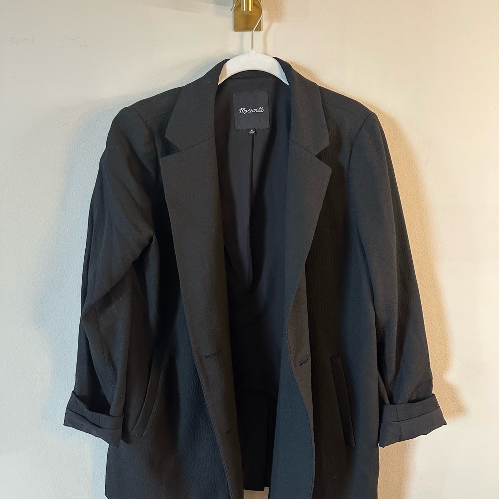Madewell Black Relaxed Blazer with Rolled Sleeves